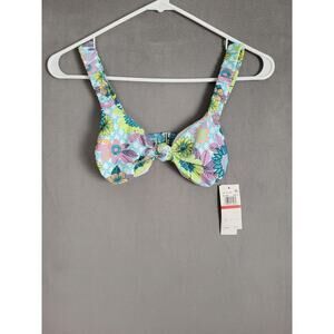 Salt + Cove Womens Swim Scrunchie-Strap Bralette Bikini Top Blue XS